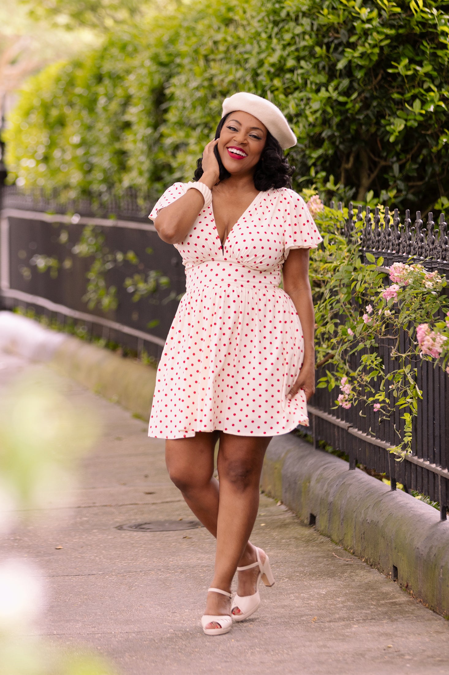 Deep Cut Camilla Mini Dress - Polka Dot Sunflower - 20 Deep Cut Camilla Mini Dress - Polka Dot Sunflower - 20