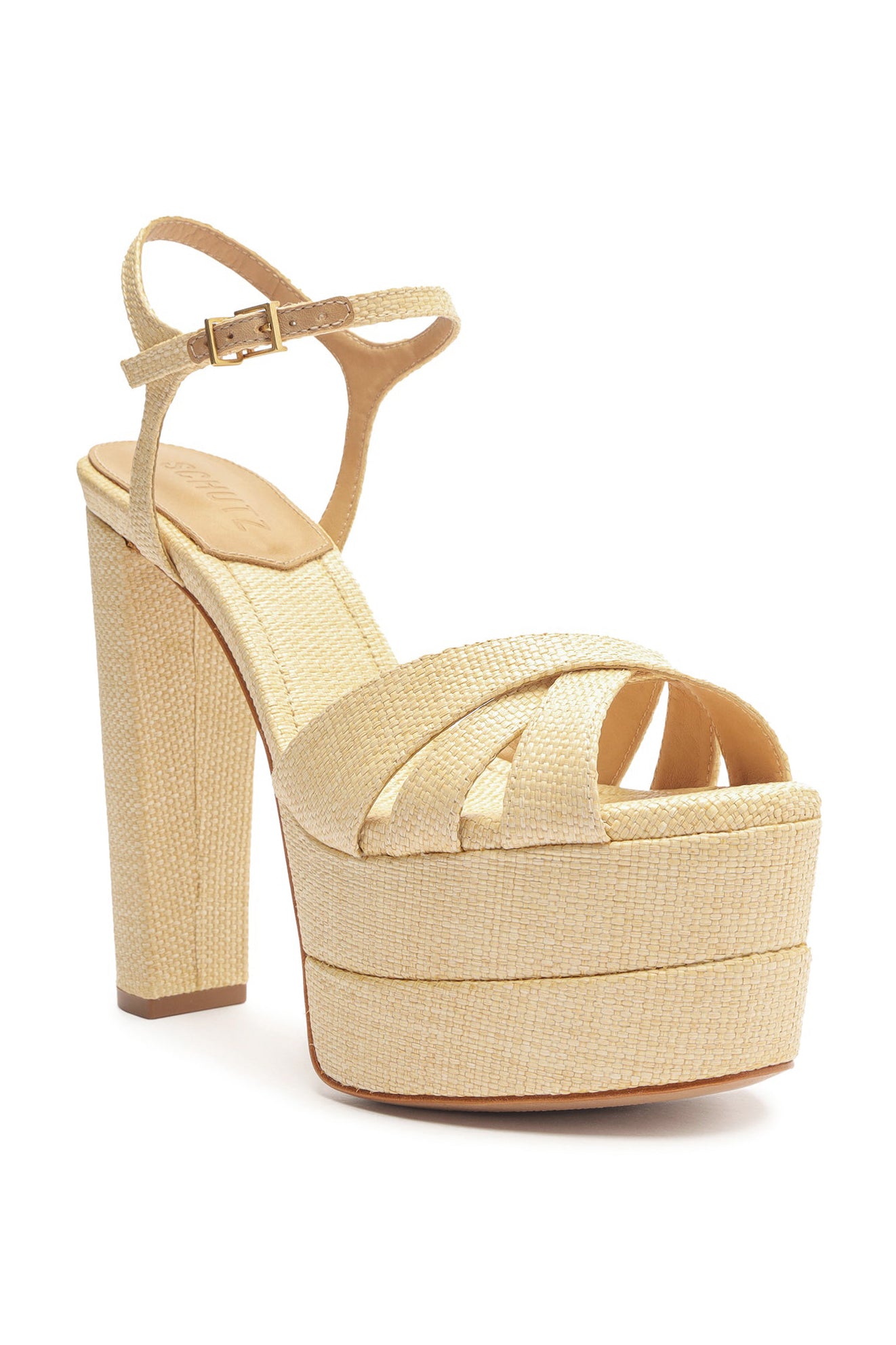 Schutz Keefa High Raffia Sandal 10 - Natural Woven