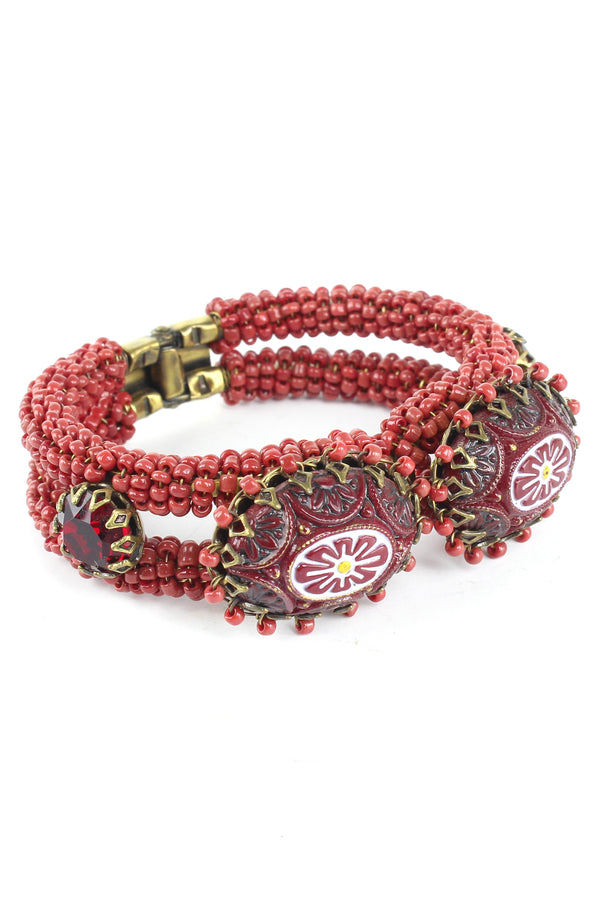 De Luxe Bohemian Red Clamper Cuff Bracelet