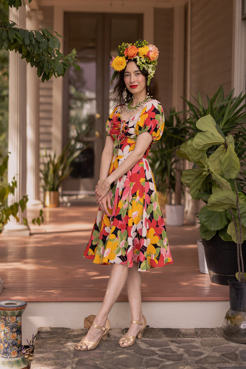 Puff Sleeve L'Amour Dress - Flower Power - Final Sale