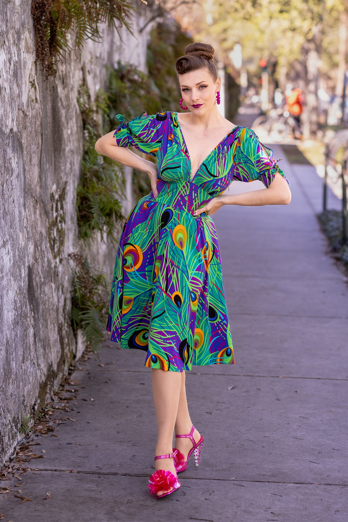 Stacia Circle Dress - Mardi Gras Feather - Final Sale 0 Stacia Circle Dress - Mardi Gras Feather - Final Sale 0