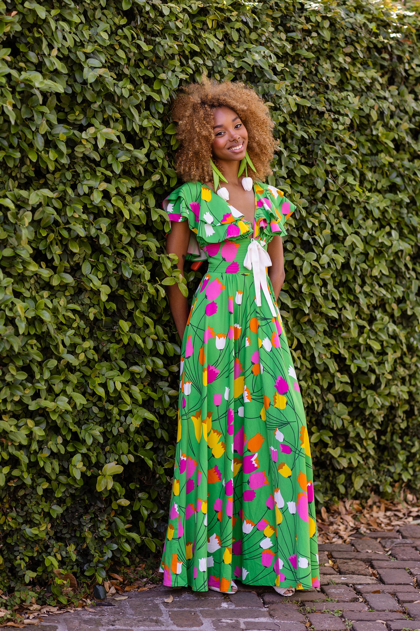 Ingenue Long Dress - Mod Tulips - Final Sale - 00 Ingenue Long Dress - Mod Tulips - Final Sale - 00