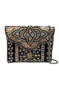 Embellished Gold and Black Mini Clutch