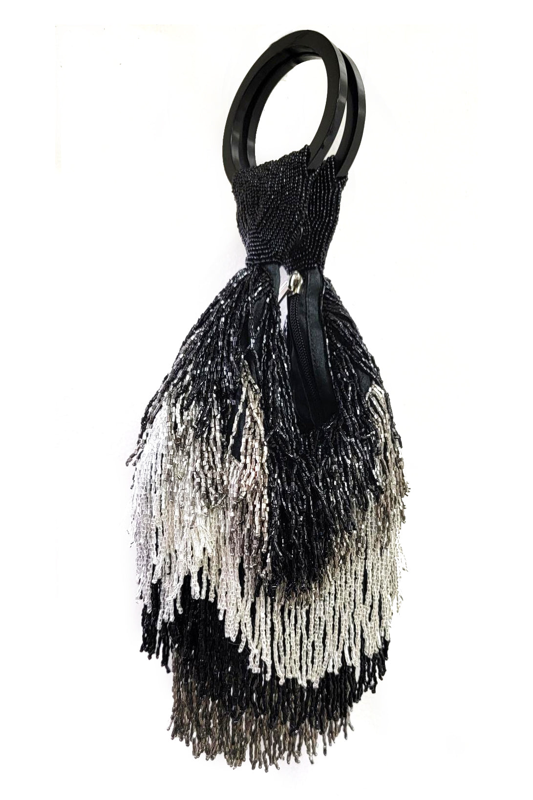 Ricki Designs Multi Beaded Fringe Wristlet - Black Silver