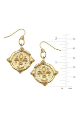 Susan Shaw Gold Fleur De Lis Intaglio Earrings