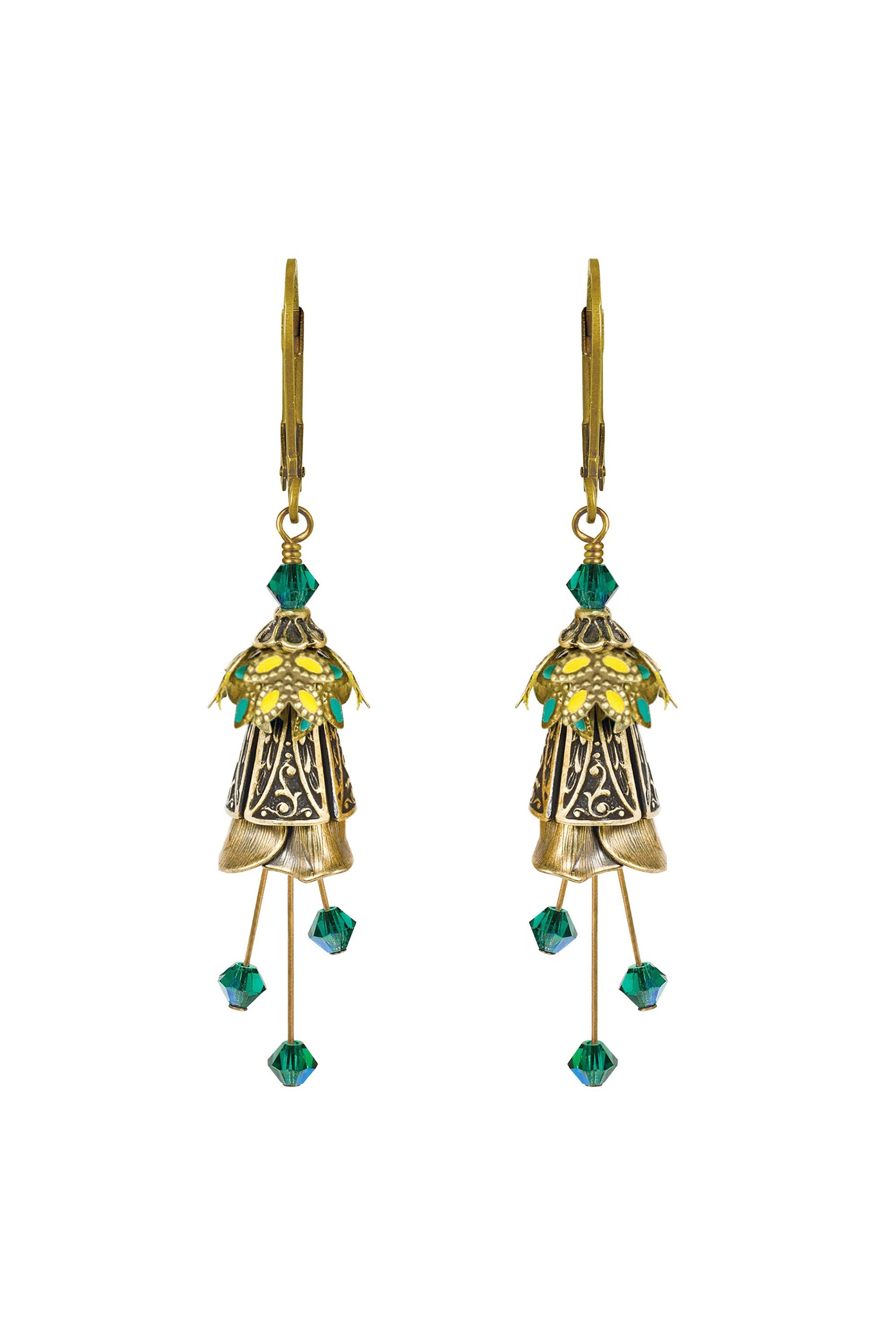 NoMonet Flower Fairy Painted Whimsical Celtic Earrings with Crystals ##description##