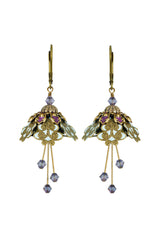 NoMonet Flower Fairy Painted IntricateSwirl Earrings with Crystals