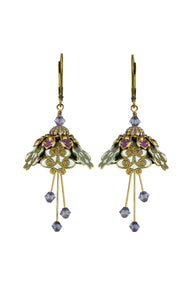 NoMonet Flower Fairy Painted IntricateSwirl Earrings with Crystals