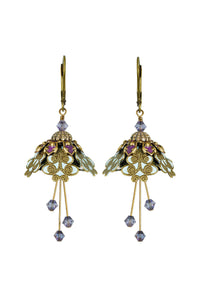 NoMonet Flower Fairy Painted IntricateSwirl Earrings with Crystals