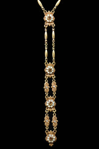 Sweet Romance Art Deco Vintage Gold Opal Y Necklace
