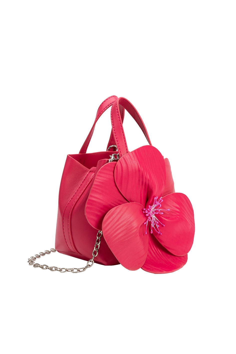 Melie Bianco Monroe Fuchsia Flower Vegan Leather Top Handle Bag