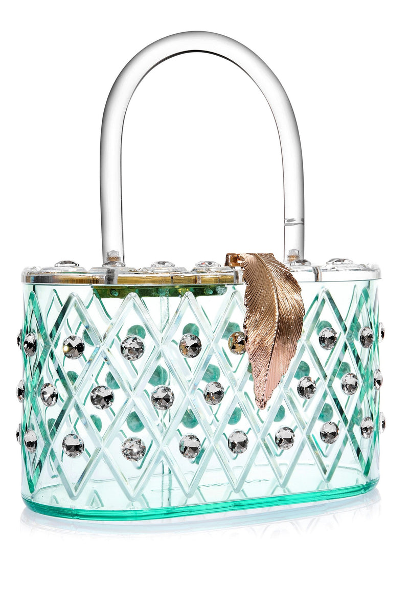 1950 Vintage Style Spearmint Ice Crystal Acrylic Lucite Bag