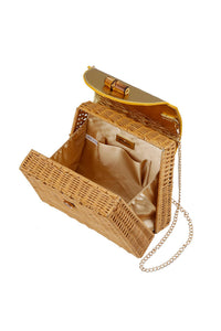 Nina Capri Woven Straw Handbag-Natural Gold