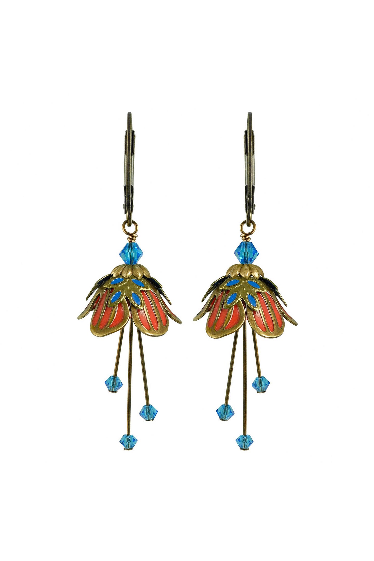 NoMonet Flower Fairy Painted Delicate Flower Earrings W/ Crystals
