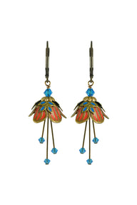 NoMonet Flower Fairy Painted Delicate Flower Earrings W/ Crystals