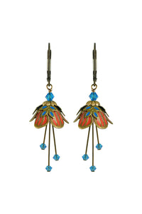 NoMonet Flower Fairy Painted Delicate Flower Earrings W/ Crystals