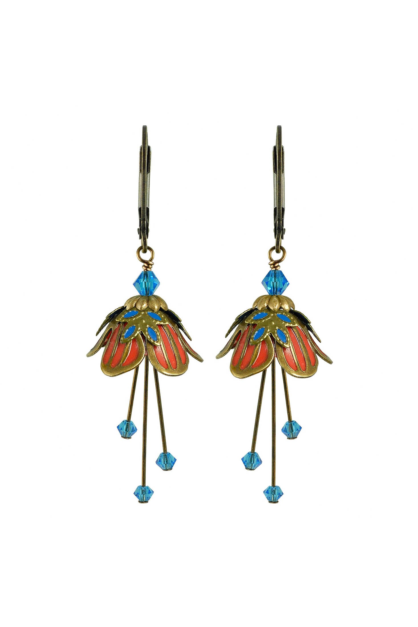 NoMonet Flower Fairy Painted Delicate Flower Earrings W/ Crystals