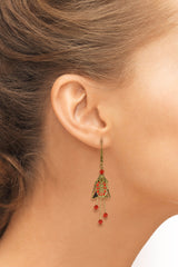 NoMonet Flower Fairy Painted Vintage Filigree Earrings with Crystals