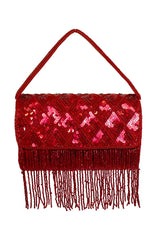 Rhubarb Fringe Evening Double Sided Handbag