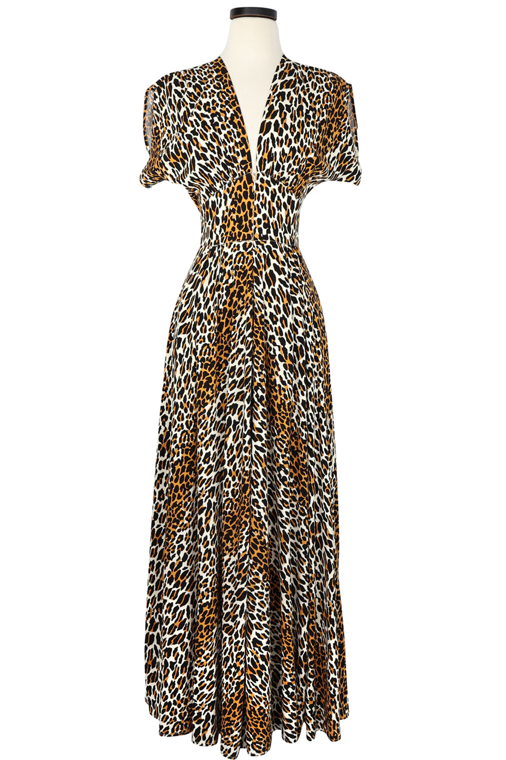 Claire Long Zip Front Dress - 50's Leopard
