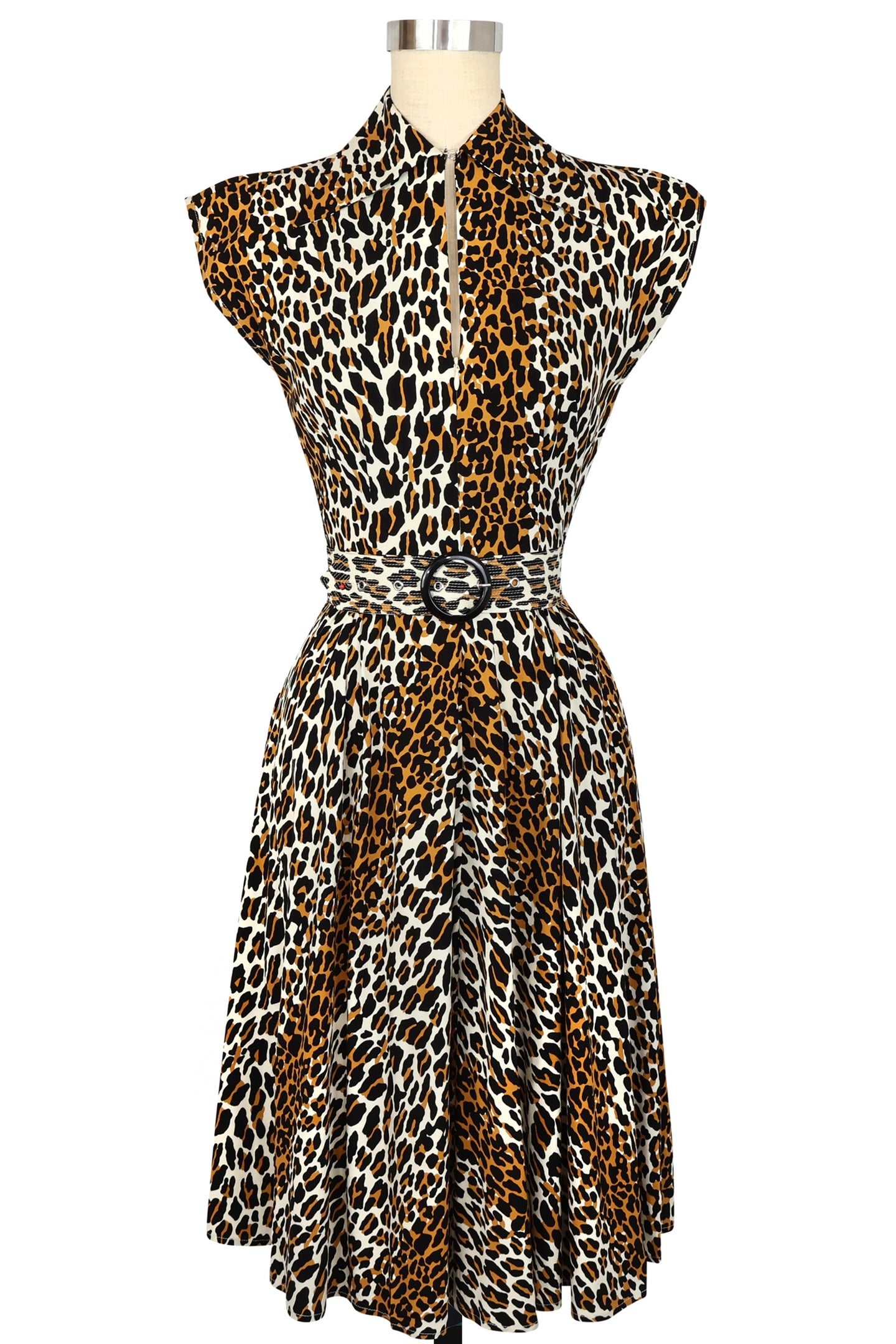 Zip Front Marie Dress - 50's Leopard