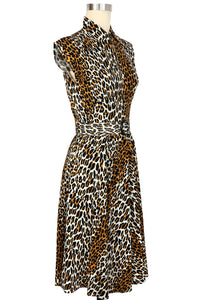 Zip Front Marie Dress - 50's Leopard