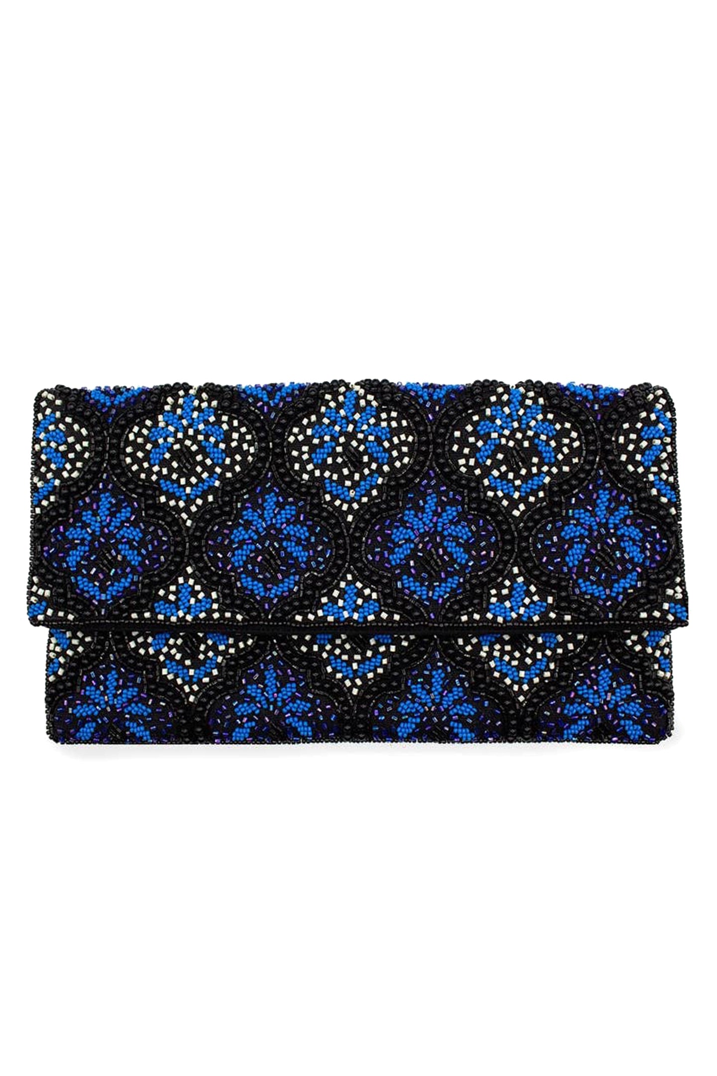 Pizzazz Blue Baroque Beaded Clutch