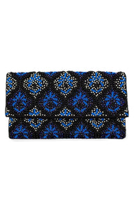 Pizzazz Blue Baroque Beaded Clutch
