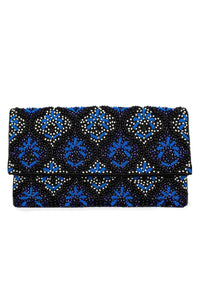 Pizzazz Blue Baroque Beaded Clutch