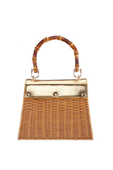 Nina Capri Woven Straw Handbag-Natural Gold