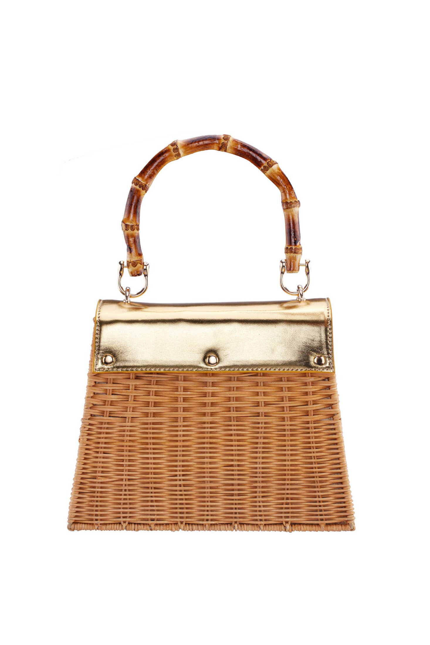 Nina Capri Woven Straw Handbag-Natural Gold