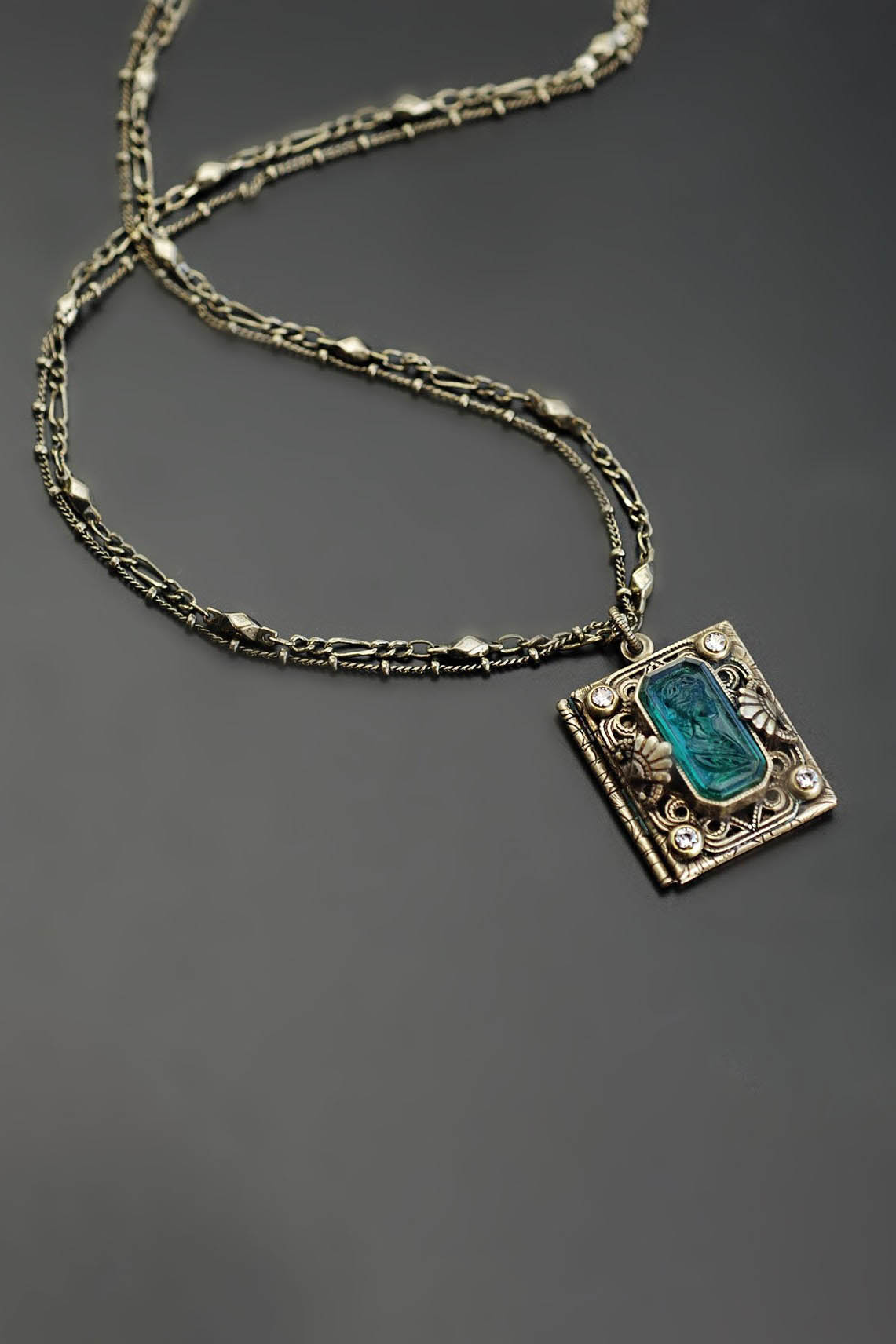 Sweet Romance Bronze Intaglio Book Locket