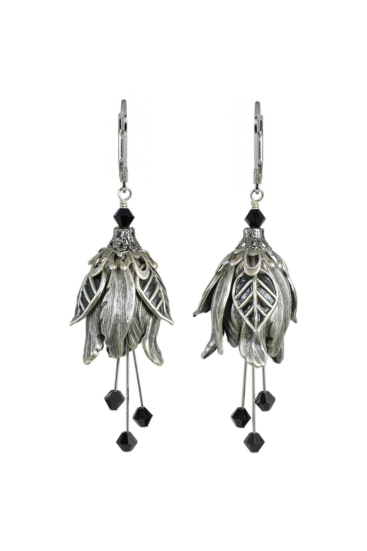 NoMonet Flower Fairy Painted Calm Tulip Flower Earrings W/ Crystal