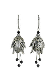 NoMonet Flower Fairy Painted Calm Tulip Flower Earrings W/ Crystal