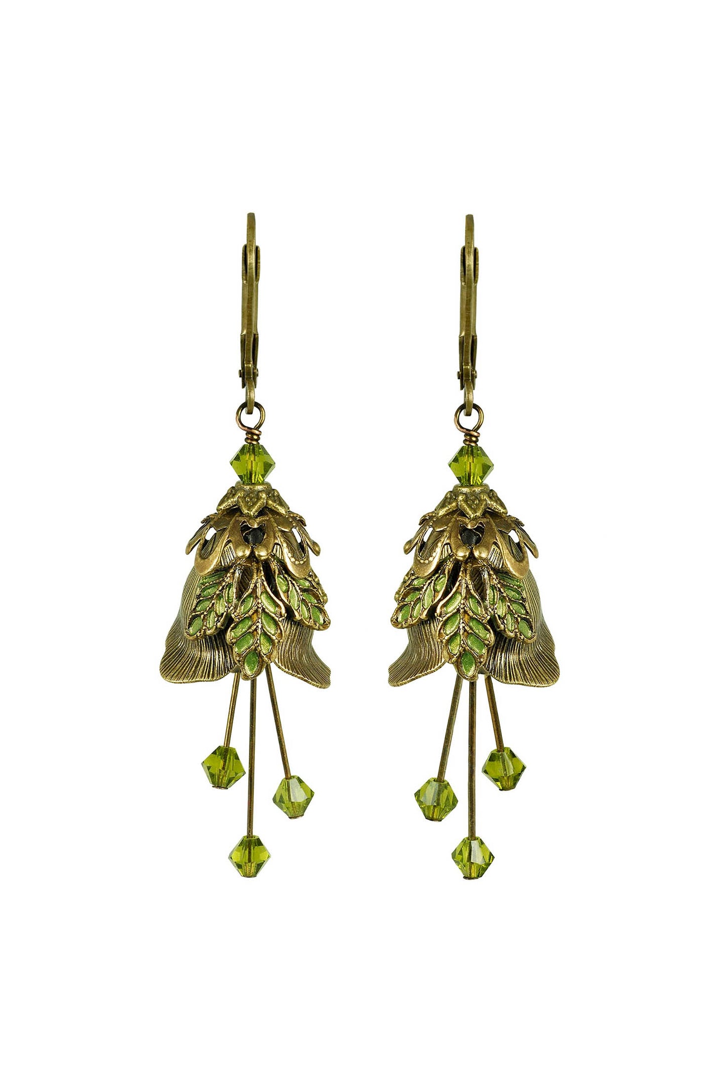 NoMonet Flower Fairy Rose Flower Hand Painted Leaves Earrings