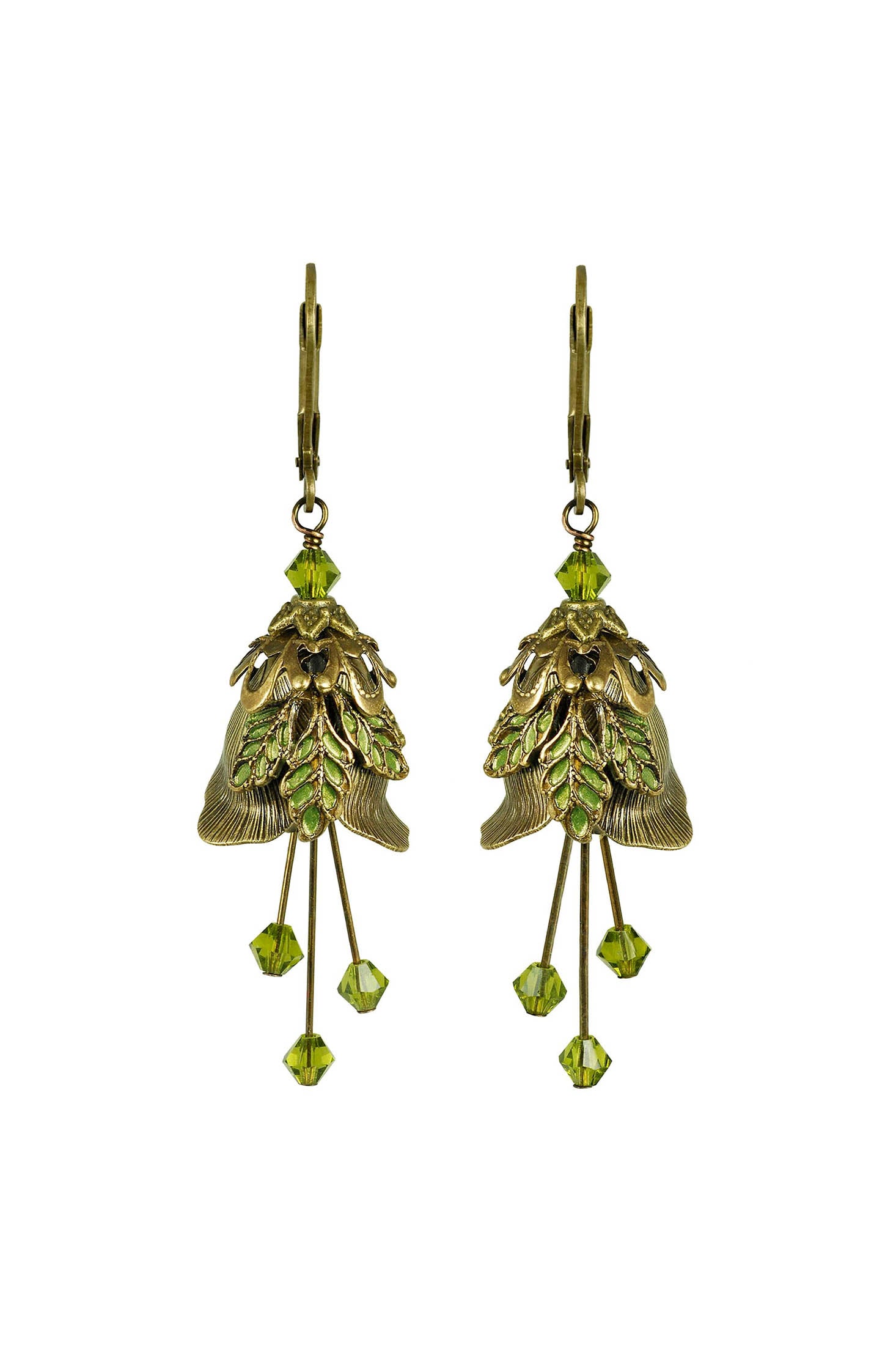 NoMonet Flower Fairy Rose Flower Hand Painted Leaves Earrings