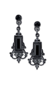 1928 Jewelry Black Rectangle Crystal Drop Earrings