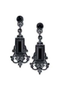 1928 Jewelry Black Rectangle Crystal Drop Earrings