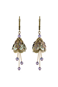 NoMonet Flower Fairy Hand Painted Art Deco Earrings With Crystals