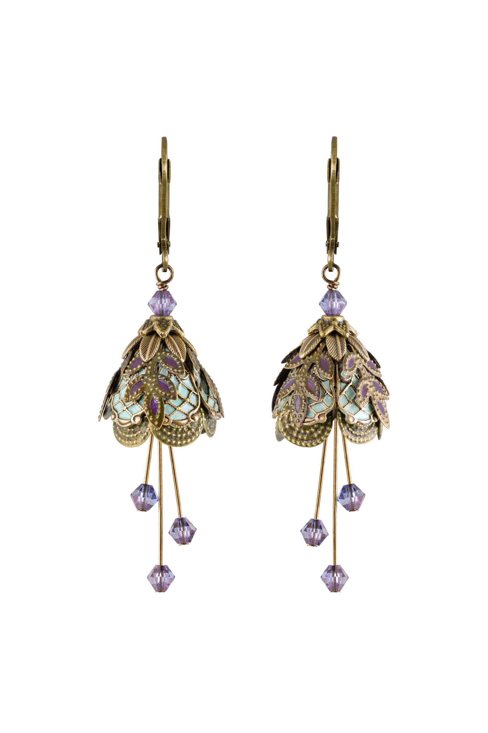 NoMonet Flower Fairy Hand Painted Art Deco Earrings With Crystals ##description##