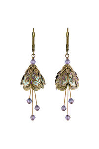 NoMonet Flower Fairy Hand Painted Art Deco Earrings With Crystals