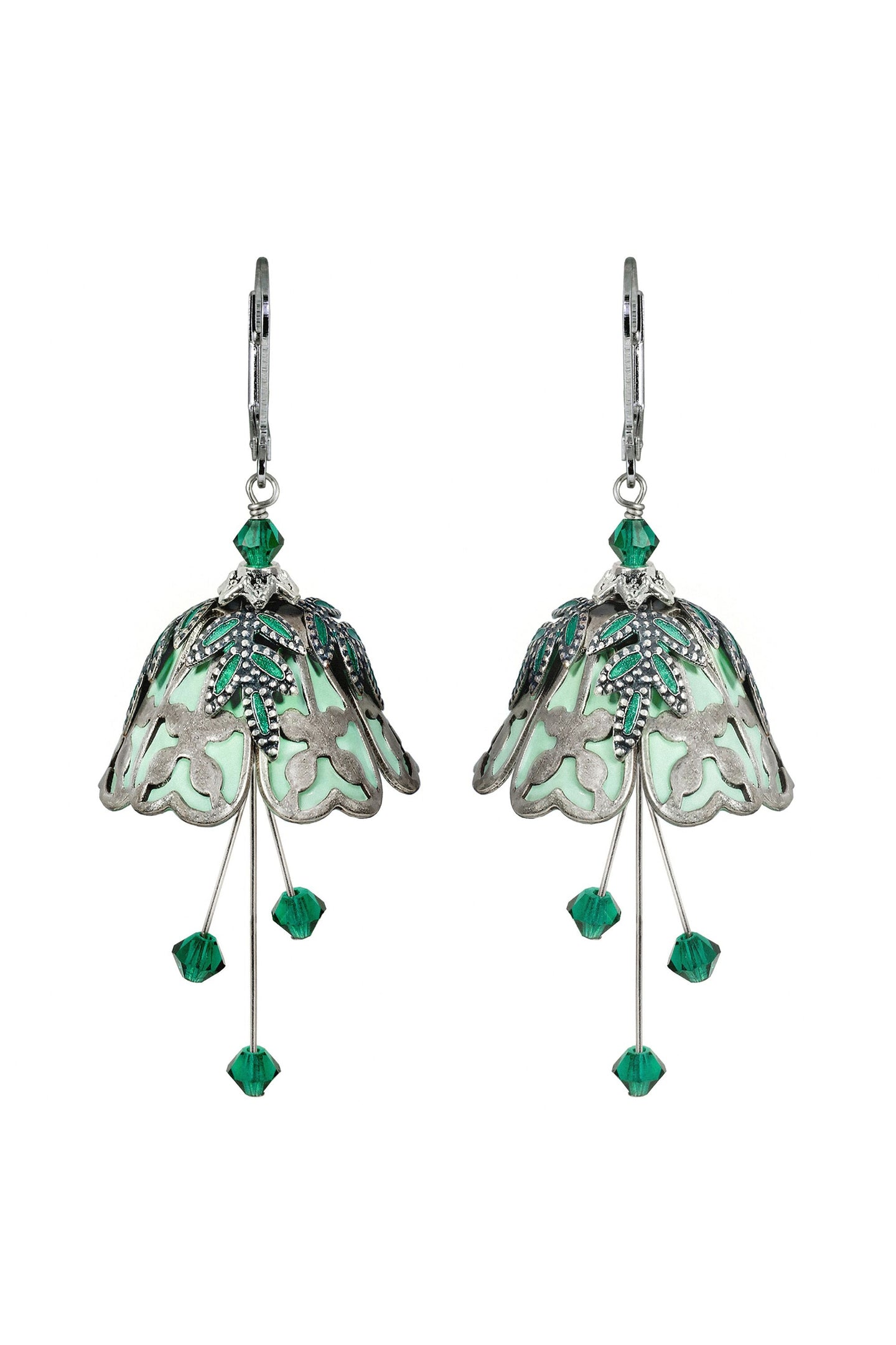 NoMonet Flower Fairy: Painted Lucky Clover Irish Earrings