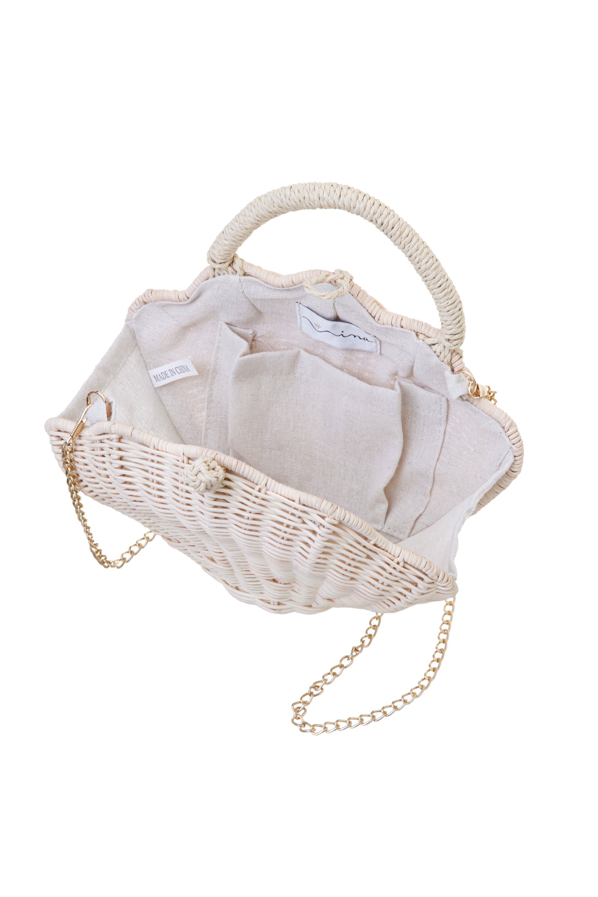 Nina Rattan Shell Handbag - Natural