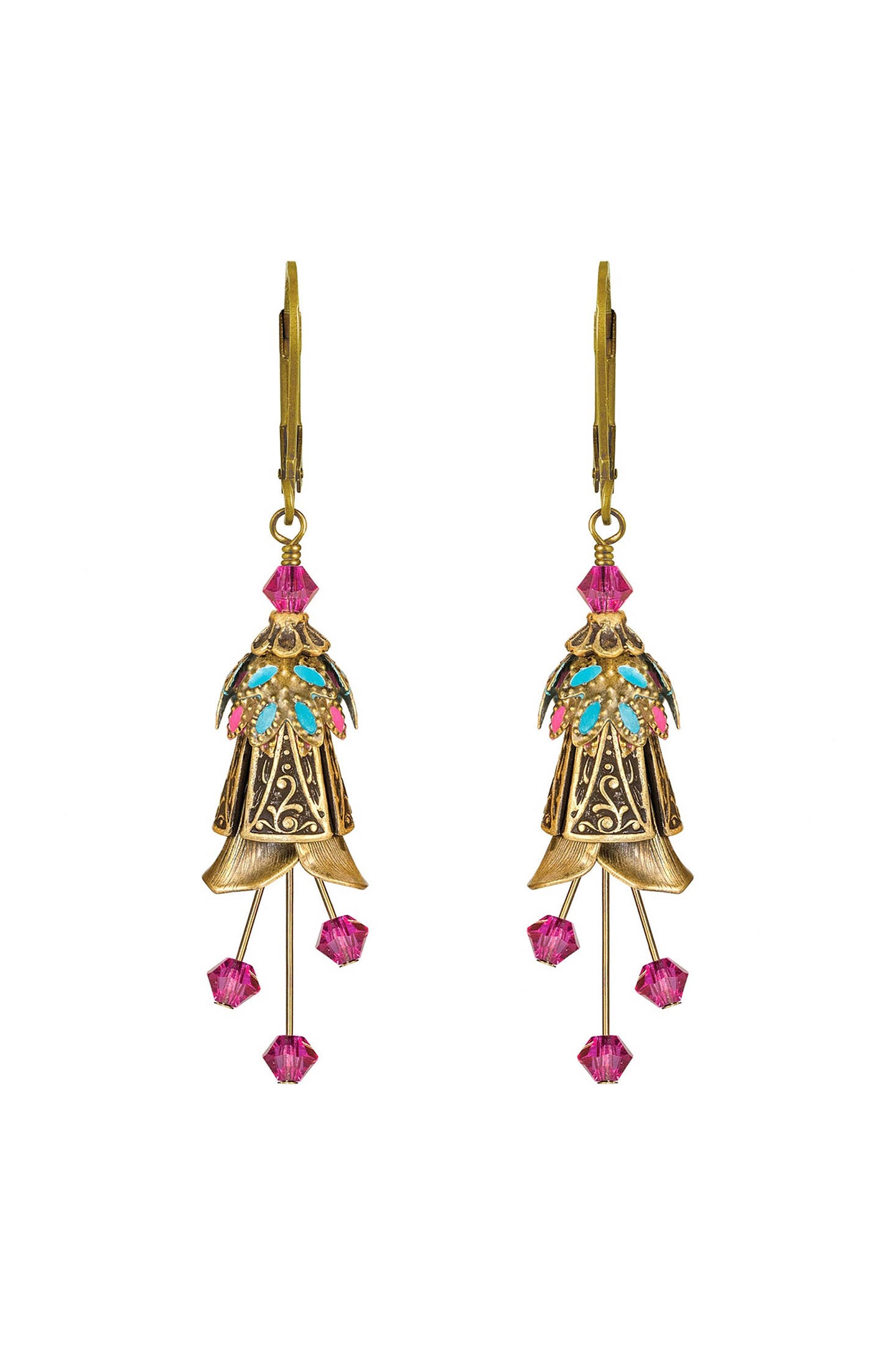 NoMonet Flower Fairy Painted Whimsical Celtic Earrings with Crystals