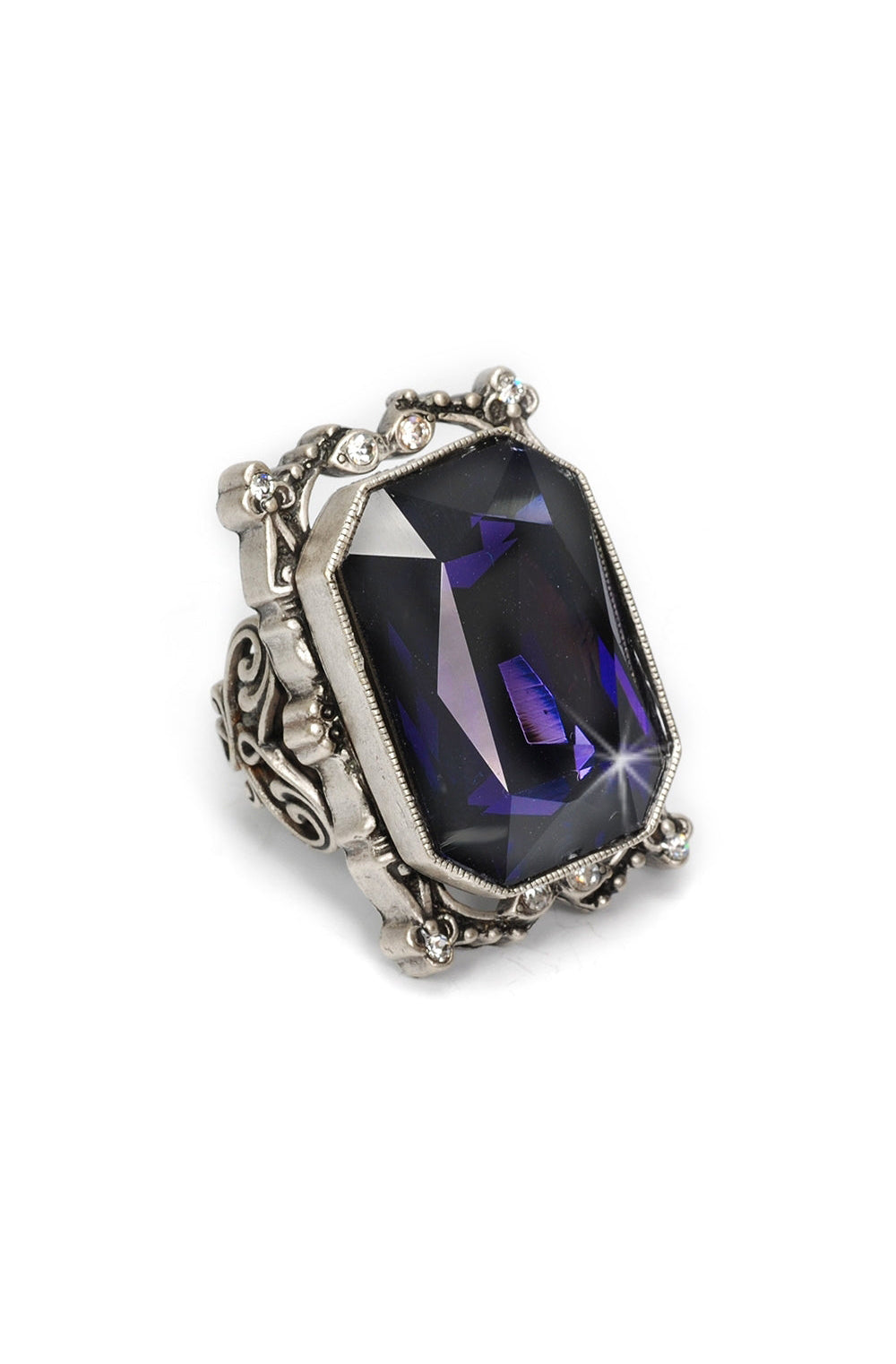 Sweet Romance Grand Octagon Crystal Ring - Purple