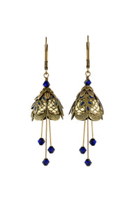 NoMonet Flower Fairy Hand Painted Art Deco Earrings With Crystals