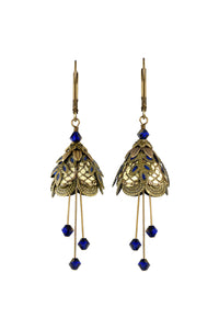 NoMonet Flower Fairy Hand Painted Art Deco Earrings With Crystals