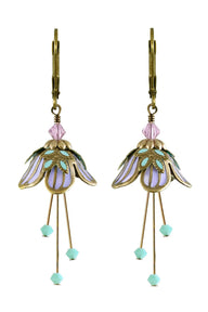 NoMonet Flower Fairy Painted Delicate Flower Earrings W/ Crystals