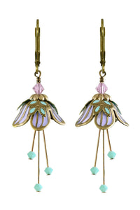 NoMonet Flower Fairy Painted Delicate Flower Earrings W/ Crystals