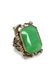 Sweet Romance Grand Octagon Crystal Ring - Jade ##description##